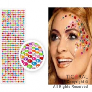 STICKERS STRASS AUTOADHESIVOS MULTICOLOR X 1 PLANCHA